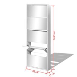 Berkfield Home Shoe Cabinet 5-Layer Mirror White 63x17x169.5 cm - thumbnail 5