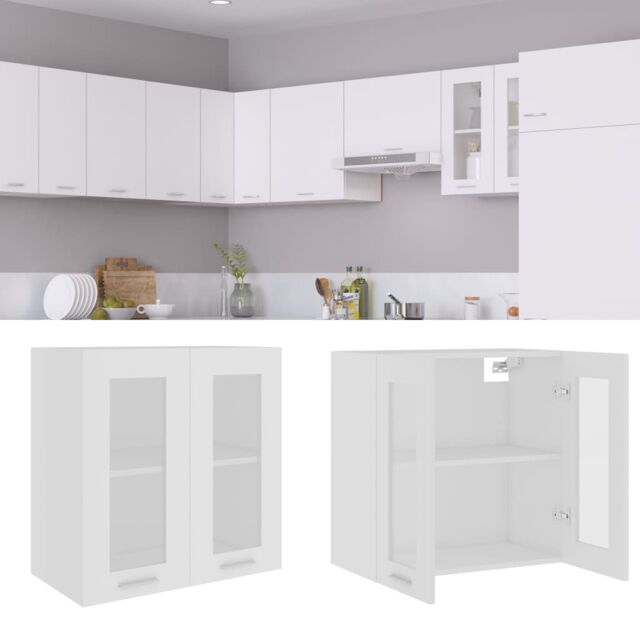 Berkfield Home Hanging Glass Cabinet White 60x31x60 cm Engineered Wood - Size: 60 x 31 x 60 cm - image 1