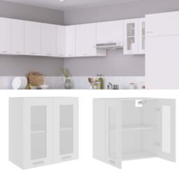 Berkfield Home Hanging Glass Cabinet White 60x31x60 cm Engineered Wood - Size: 60 x 31 x 60 cm - thumbnail 1