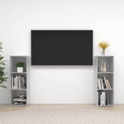 Berkfield Home TV Cabinets 2 pcs Concrete Grey 107x35x37 cm Engineered Wood - Size: 107 x 35 x 37 cm - thumbnail 2