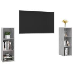 Berkfield Home TV Cabinets 2 pcs Concrete Grey 107x35x37 cm Engineered Wood - Size: 107 x 35 x 37 cm - thumbnail 3