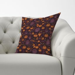 Warren Reed - Designer Wicked Witches Bubbling Cauldrons Cushions in Purple - Size: 45 cm x 45 cm - thumbnail 2