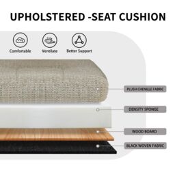 SONARA Modern Single Dining Chair with Plush Chenille Fabric in Light Brown - thumbnail 7