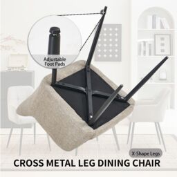 SONARA Modern Single Dining Chair with Plush Chenille Fabric in Light Brown - thumbnail 8