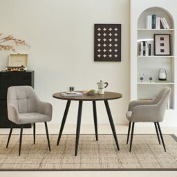 SONARA Modern Single Dining Chair with Plush Chenille Fabric in Light Brown - thumbnail 3
