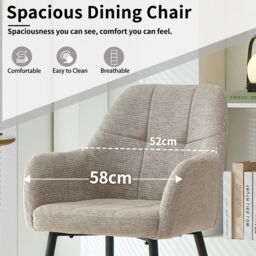 SONARA Modern Single Dining Chair with Plush Chenille Fabric in Light Brown - thumbnail 9