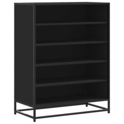 Berkfield Home Shoe Cabinet Black 75x38x97.5 cm Engineered Wood & Metal - thumbnail 2