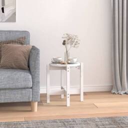Berkfield Home Coffee Table White Ã˜ 42.5x45 cm Solid Wood Pine - thumbnail 2