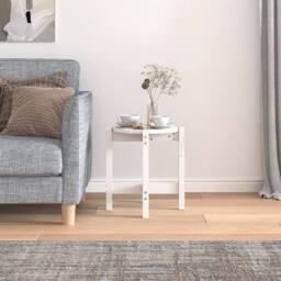 Berkfield Home Coffee Table White Ã˜ 42.5x45 cm Solid Wood Pine - thumbnail 3