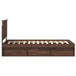 Berkfield Home Bed Frame with Headboard Brown Oak 90 x 190 cm Solid Pine Wood - thumbnail 7