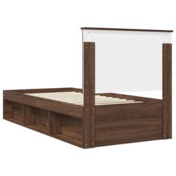 Berkfield Home Bed Frame with Headboard Brown Oak 90 x 190 cm Solid Pine Wood - thumbnail 8