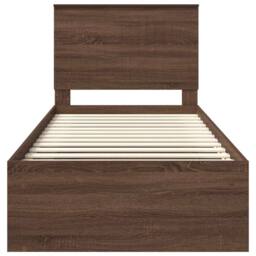 Berkfield Home Bed Frame with Headboard Brown Oak 90 x 190 cm Solid Pine Wood - thumbnail 6
