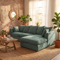 Abakus Direct Lucas Water Repellent Velvet Chenille Right Facing Corner Sofa in Jungle Green in Dark Green - thumbnail 8