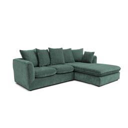 Abakus Direct Lucas Water Repellent Velvet Chenille Right Facing Corner Sofa in Jungle Green in Dark Green - thumbnail 2