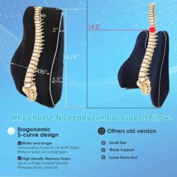 NESTLUNE Universal Memory Foam Car Seat Lumbar Support Cushion in Black - Size: 100 cm x 190 cm - thumbnail 5
