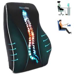 NESTLUNE Universal Memory Foam Car Seat Lumbar Support Cushion in Black - Size: 100 cm x 190 cm