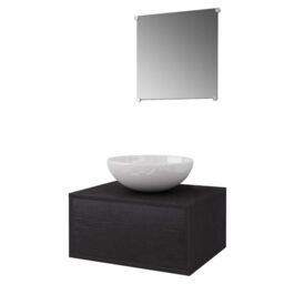 Berkfield Home Four Piece Bathroom Furniture Set with Basin with Tap Black - thumbnail 3