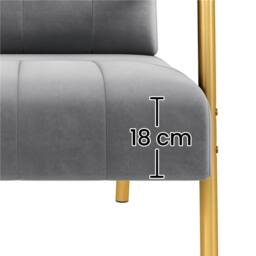 VOGREX Grey Velvet Accent Armchair Golden Legs Pillow Living Room - thumbnail 5