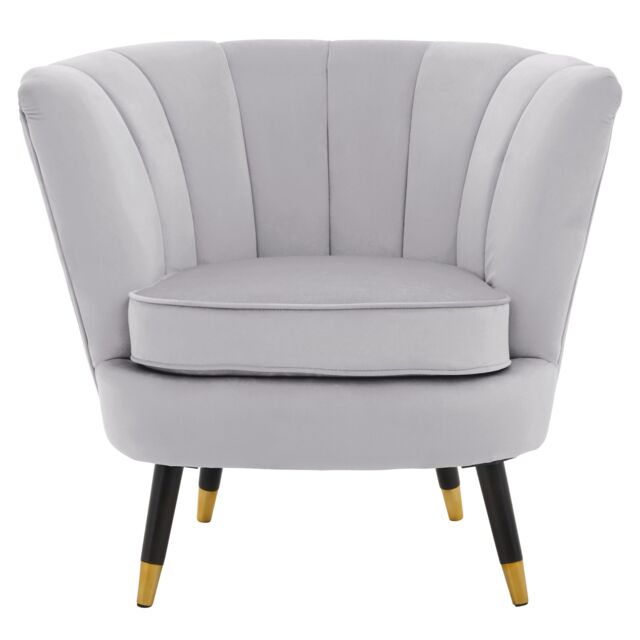 Orsina Loretta Velvet Chair With Black Wood & Gold Finish Legs in Grey - image 1