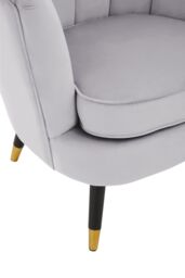 Orsina Loretta Velvet Chair With Black Wood & Gold Finish Legs in Grey - thumbnail 6