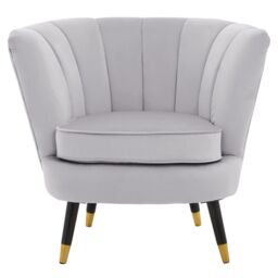 Orsina Loretta Velvet Chair With Black Wood & Gold Finish Legs in Grey - thumbnail 7