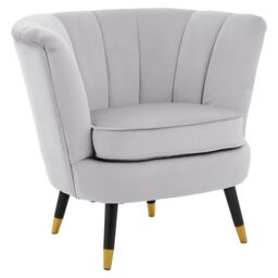 Orsina Loretta Velvet Chair With Black Wood & Gold Finish Legs in Grey - thumbnail 2