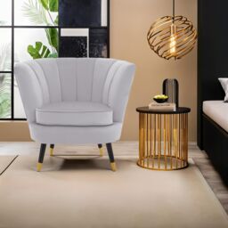 Orsina Loretta Velvet Chair With Black Wood & Gold Finish Legs in Grey - thumbnail 3