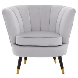 Orsina Loretta Velvet Chair With Black Wood & Gold Finish Legs in Grey