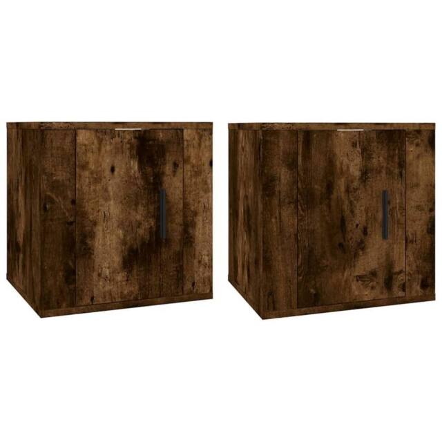 Berkfield Home Wall Mounted TV Cabinets 2 pcs Smoked Oak 40x34.5x40 cm in Brown - image 1