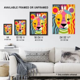 "Artery8 Wall Art Print Cute Zoo Animal Colourful Graphic Artwork Geometric Patterns & Shapes Kids Bedroom Painting Poster - Size: W18"" x H24""" - thumbnail 3