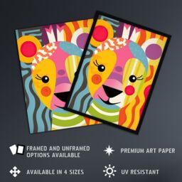 "Artery8 Wall Art Print Cute Zoo Animal Colourful Graphic Artwork Geometric Patterns & Shapes Kids Bedroom Painting Poster - Size: W18"" x H24""" - thumbnail 2