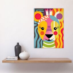 "Artery8 Wall Art Print Cute Zoo Animal Colourful Graphic Artwork Geometric Patterns & Shapes Kids Bedroom Painting Poster - Size: W18"" x H24""" - thumbnail 4