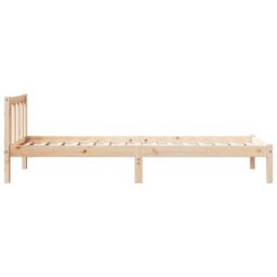 Berkfield Home Extra Long Bed Frame without Mattress 90x220 cm Solid Wood Pine in Brown - thumbnail 5