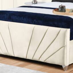 UK Bed Furniture Sunrise Slatted Base Upholstered Bed with 48 Inch Headboard in Cream - Size: Single - thumbnail 3