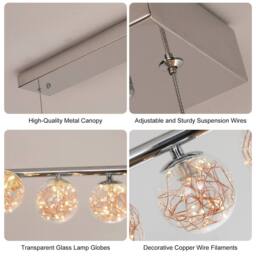 NIVOR 12 Round Glass LED Dimmable Linear Kitchen Island Pendant Light Chrome in Silver - thumbnail 7