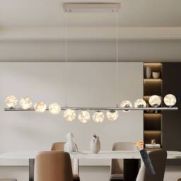 NIVOR 12 Round Glass LED Dimmable Linear Kitchen Island Pendant Light Chrome in Silver - thumbnail 1