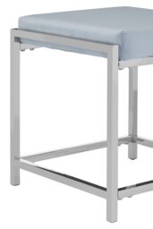 Orsina Powder Blue Velvet & Silver Stool, Square Padded Seat With Stainless Steel Base, Upholstered Stool - thumbnail 4