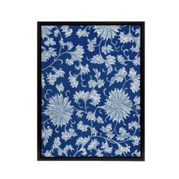 "Artery8 Owen Jones Ornamental Flower Pattern in Blue Framed Canvas Art Print - Size: W12"" x H16""" - thumbnail 1