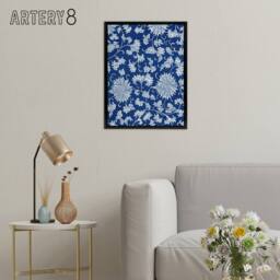 "Artery8 Owen Jones Ornamental Flower Pattern in Blue Framed Canvas Art Print - Size: W12"" x H16""" - thumbnail 3