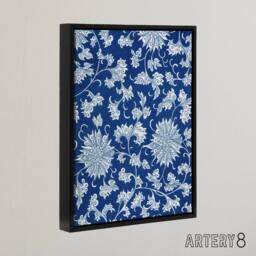 "Artery8 Owen Jones Ornamental Flower Pattern in Blue Framed Canvas Art Print - Size: W12"" x H16""" - thumbnail 2