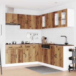 Berkfield Home 11 Piece Kitchen Cabinet Set Kalmar Old Wood Engineered Wood in Brown - thumbnail 3