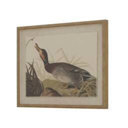 Sostter Duck Artwork in Beaded Frame on Linen Canvas in Beige - thumbnail 1