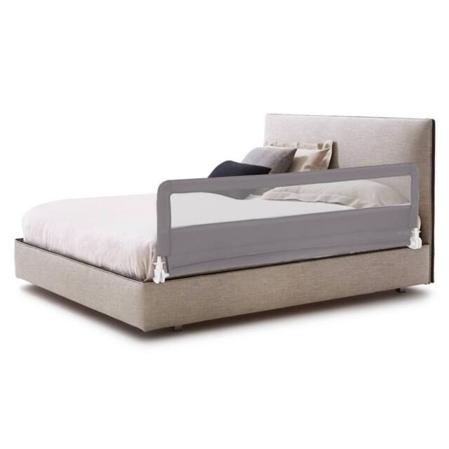 Costway Bed Rail Guard for Toddlers 180CM Foldable Baby Bed Rail w/ Safety Strap in Grey - image 1