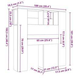 Berkfield Home Headboard Cabinet White 100x18.5x104.5 cm - thumbnail 6