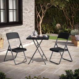 EONLION 60cm Black Rattan Wood Look Square Folding Table Outdoor Garden Patio - thumbnail 5
