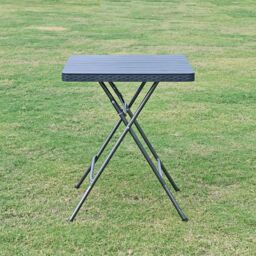 EONLION 60cm Black Rattan Wood Look Square Folding Table Outdoor Garden Patio - thumbnail 4