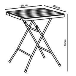 EONLION 60cm Black Rattan Wood Look Square Folding Table Outdoor Garden Patio - thumbnail 2