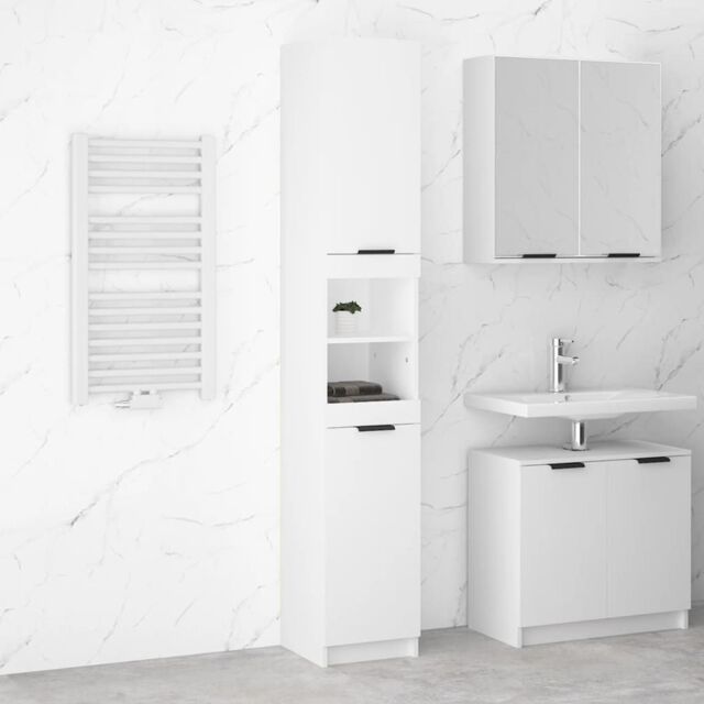 Berkfield Home Bathroom Cabinet White 32x34x188.5 cm Engineered Wood - image 1