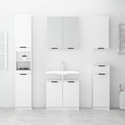 Berkfield Home Bathroom Cabinet White 32x34x188.5 cm Engineered Wood - thumbnail 3