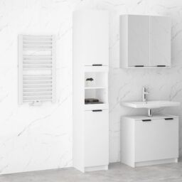 Berkfield Home Bathroom Cabinet White 32x34x188.5 cm Engineered Wood - thumbnail 1